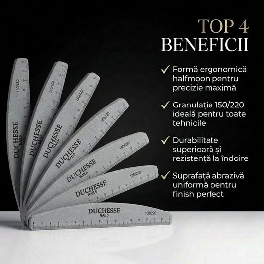 Set 20 Buffer Profesional Unghii, Semiluna, Granulatie 150/220