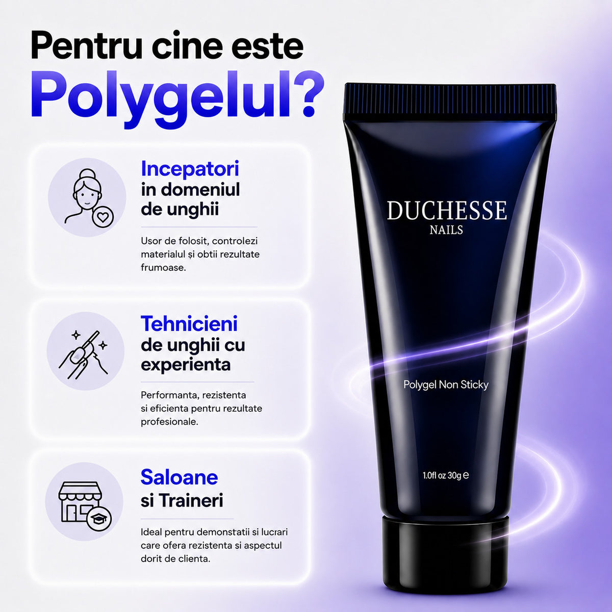 POLYGEL UNGHII, HEMA&TPO FREE, NON STICKY, NUANTA MILKY WHITE, 30G