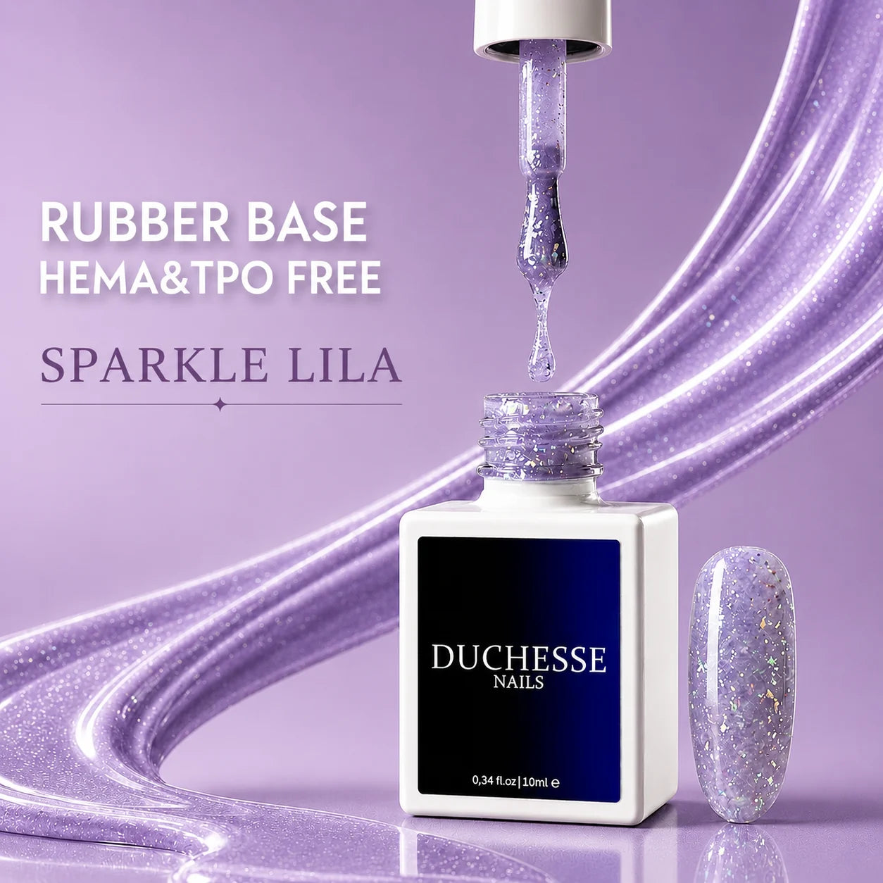 Rubber Base HEMA & TPO FREE, Nuanta SPARKLE LILA, 10 ml